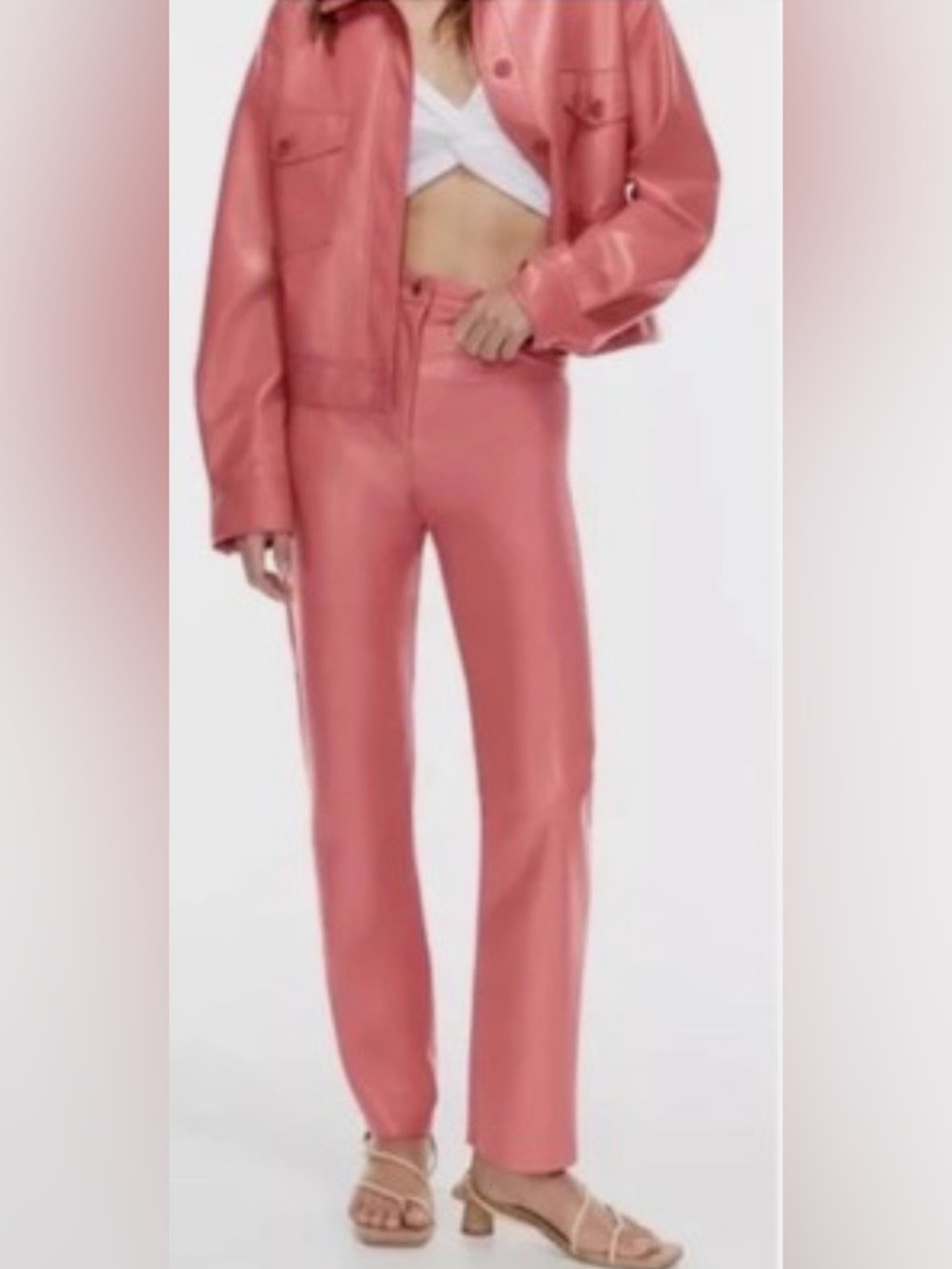 WILFRED MELINA SALMON/DUSTY ROSE PINK FAUX LEATHER PANT "WARM SIENNA RED" $148